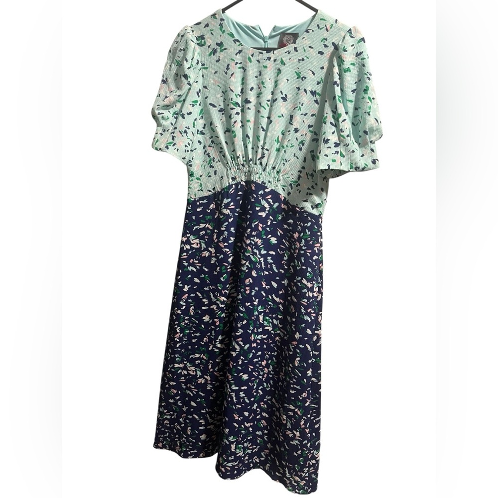 Vince Camuto Mint and Navy Floral Dress